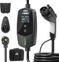 Level 2 EV Charger 40Amp, 240V 9.6KW Portable Electric Vehicle Charging Stations with NEMA 14-50P, 25FT Cable Adjustable Current/Timing Delay Home Electric Car Charger for J1772 BEVs/PHEVs