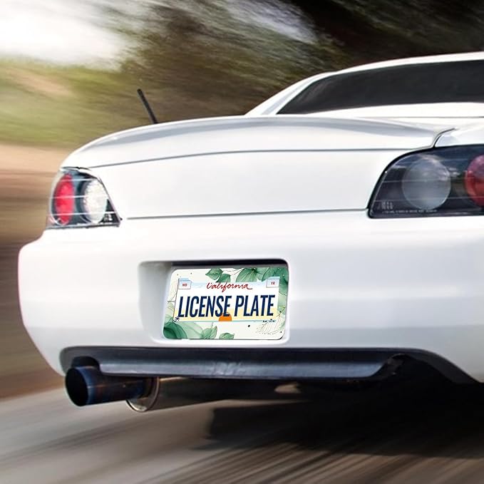 Watercolor Green Palm Leaves License Plate Frames - 2 Pcs Set 2 Holes Metal Aluminum Auto Car Accessories Decoration License Plate Frame 12.2 x 6.3 inch for Women Men Gift