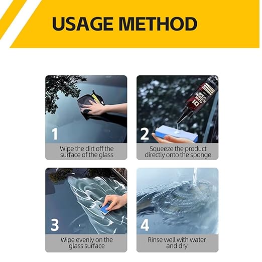 Bianca Glass Polishing Liquid D1, Bomini Car Glass Polishing Compound Windshield Cleaner Glas Oil Film Remover, Anti-Fog Hydrophobic Coating Spray, Scratches, Wiper Marks & Oil Film with Sponge