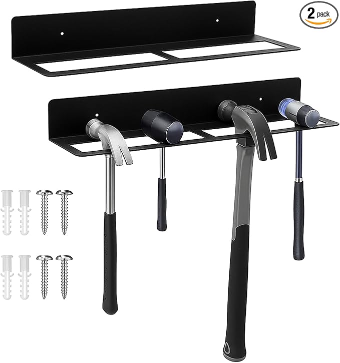 2 Pcs Metal Wall Mounted Hammer Rack Hand Tools Storage Screwdriver Organizer for Garage Workshop
