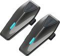 S1 Motorcycle Bluetooth Headset with 3 Intercom Modes, 8-Rider Mesh Communication, AI Voice, FM Radio, Auto Volume, Waterproof, Fast Charging for Helmet/ATV/UTV/Snowmobile, 2 Pack(Grey)