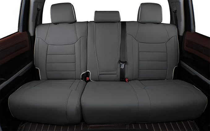 EKR Custom Fit Tacoma Car Seat Covers for Select Toyota Tacoma 2016 2017 2018 2019 2020 2021 2022 2023 Access Cab -Full Set,Leather(Gray)