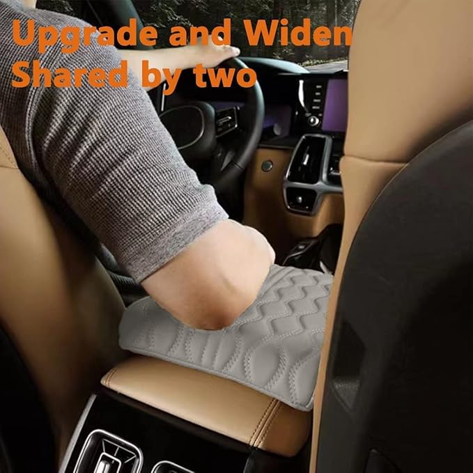 Car Center Console Cover, Memory Foam Car Armrest Cushion, Beige Auto Arm Rest Pad, Leather Arm Rest Covering Car, Hand Rest Pillow for SUV/Truck/Vehicle (Gray)