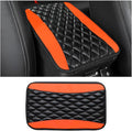 Car Center Console Cushion Pad, Universal Leather Waterproof Armrest Seat Box Cover Protector,Comfortable Car Decor Accessories Fit for Most Cars, Vehicles, SUVs (Orange)