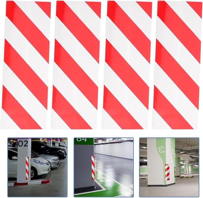 VOSAREA 4pcs Reflective Foam Wall Protector for Garage Poles Corner Guard Padding for Parking Garages Wall Guards to Protect Walls