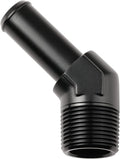 3/4 NPT Male to 3/4" Hose Barb Fitting Adapter 45 Degree Elbow Aluminum Black