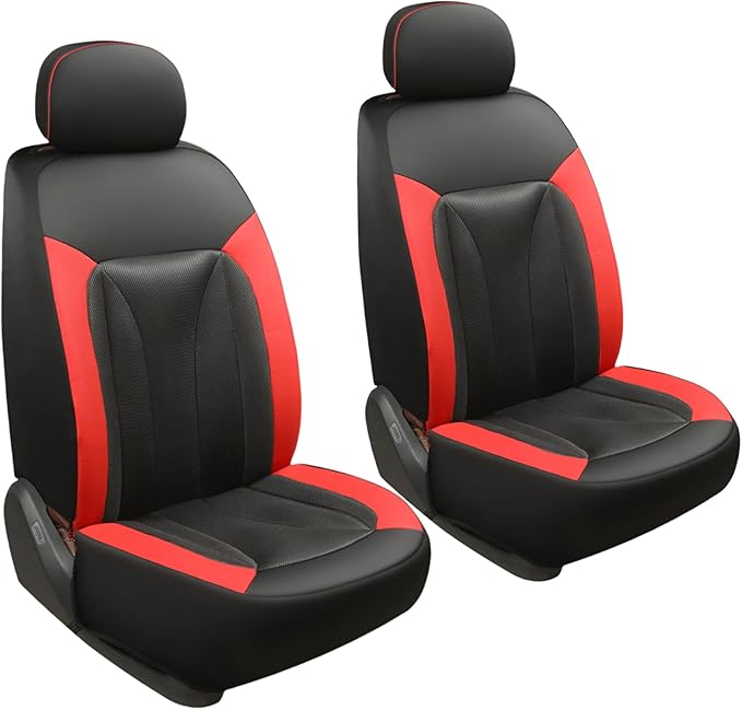GIANT PANDA Front Seat Cover for Nissan, 3D Air Mesh Car Seat Covers Custom Fit Nissan Rogue Altima Sentra Versa Kicks Frontier Murano Pathfinder Maxima (Red 2-Pack)