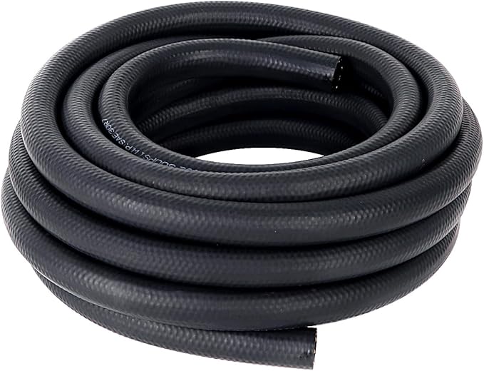 LokoCar Rubber Fuel Hose Line Push Lock 5/8" ID SAE 30R7 NBR 25ft 300PSI Black