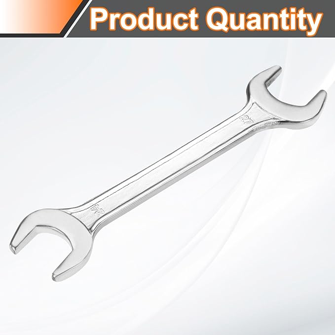 HARFINGTON Double Open End Wrench 24mm x 27mm Metric 15 Degree Offset Angle Small Flat Head Wrench Galvanizing Open Ended Spanner for Automotive Repair Furniture Assembly