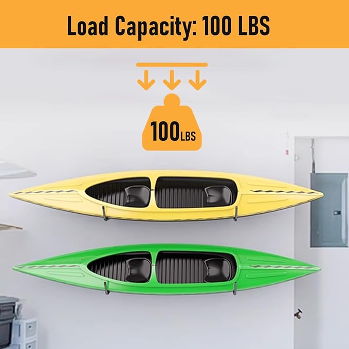 HOME MASTER HARDWARE Heavy Duty 15" Jumbo Garage Wall Hooks 4 Pack – 100 LB Kayak Storage Rack, Wall Mount for Canoe, Bicycle, Ladder & Large Gear