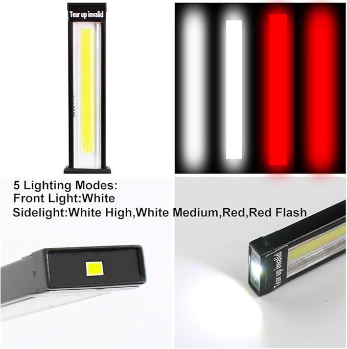 Lebote LED Work Light,COB Rechargeable Work Light with Magnetic Base 360°Rotate and 5 Ligting Modes Portable Work Light Inspection Light for Car Repair, Household and Emergency Use (4 PCS,Large)