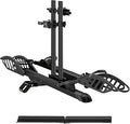 E-Bike Rack with Ramp, Hitch 2 Bike Rack, 200 lbs Capacity Electric Bike Carrier, Foldable Platform Mount for Cars, Trucks, SUVs, Minivans, Up to 5-Inch Fat Tire for 2'' Receiver