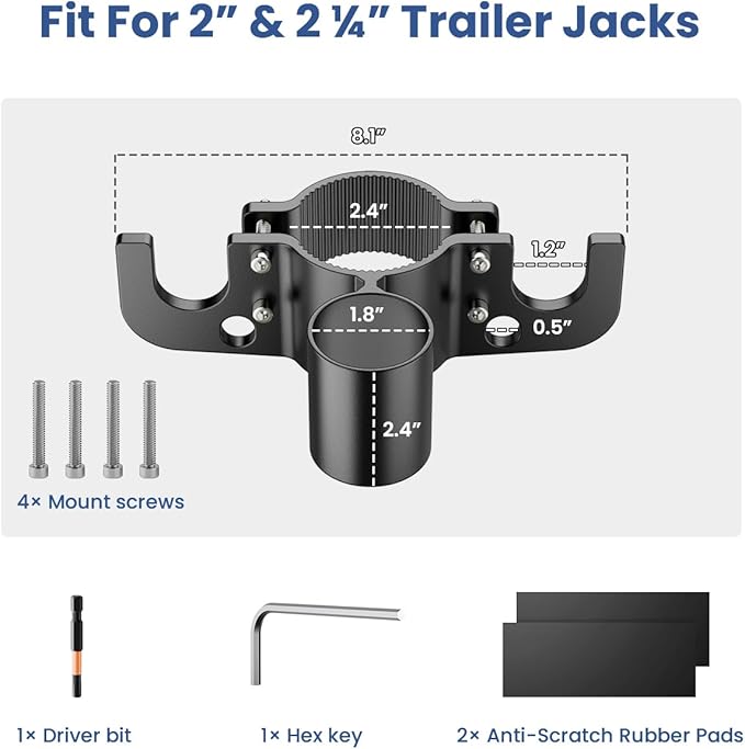 Safoner Aluminum Trailer Towing Chain Organizer with 7-Way Plug Holder- Heavy-Duty RV Tongue Jack Accessories