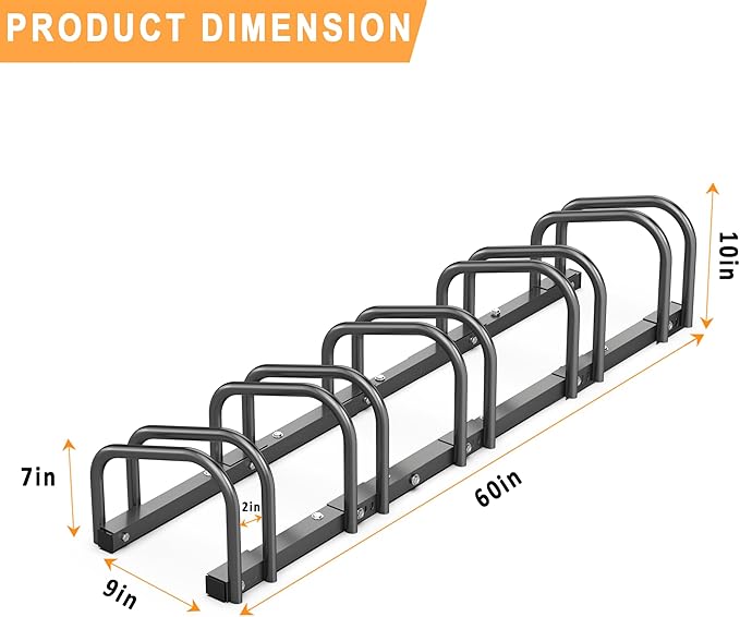 Ultrawall Bike Storage Rack for Garage, 5 Bikes Floor Bike Stand, Bicycle Parking Holder Stand for Indoor/Outdoor, Fit 22-28" Wheel Tire Width 2.1"