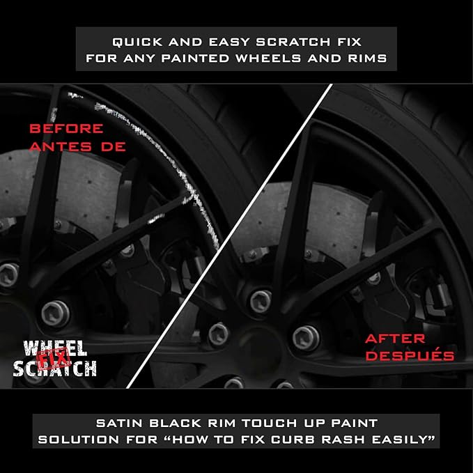 Matte Black Rim Touch Up Paint, Car Wheel Scratch Repair, Wheel Touch Up Paint Pen, curb rash repair, curb rim repair, Rim Alloy Matte Black Wheel Paint (Matte Black Satin Pen Only)