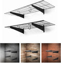 Fencer Wire 48 in. W x 18 in. D Wall Mounted Garage Wall Shelving w/ 2 Hooks, Black Wall Shelf, Heavy Duty Garage Wall Storage System, Garage Organizer Floating Shelves, 500lb Weight Capacity