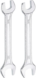 HARFINGTON 2pcs Double Open End Wrench 10mm x 14mm Metric 15 Degree Offset Angle Small Flat Head Wrench Galvanizing Open Ended Spanner for Automotive Repair Furniture Assembly