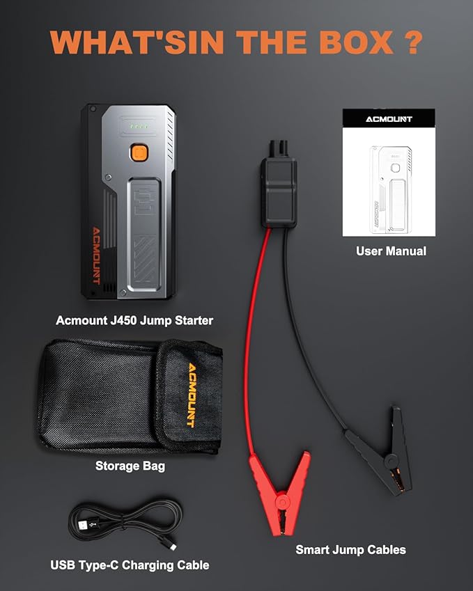 Car Jump Starter 4000A,Portable Car Battery Jump Starter for Up to 8L Gas & 6.5L Diesel Engines, 12V Jump Starter Power Pack with 3 Modes LED Light, USB Quick Charge