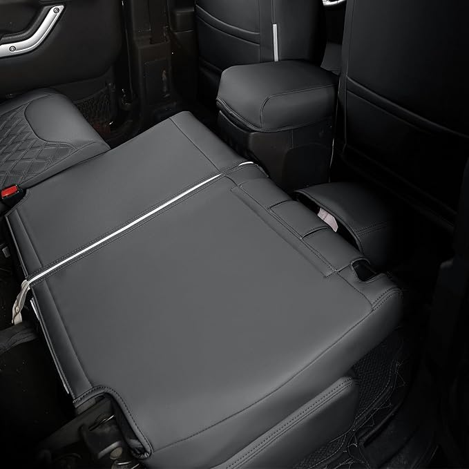 GIANT PANDA Customized Full Set Car Seat Covers for Jeep Wrangler 2 Door JK Sport Sahara Rubicon Freedom Willys Wheeler 2013 2014 2015 2016 2017, Faux Leather - (Black)
