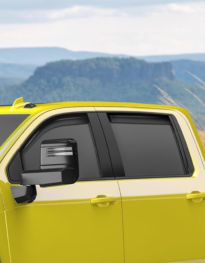 in-Channel Window Rain Guards Fit for Truck Chevy Silverado/GMC Sierra 2500HD/3500HD 2020-2025 Crew Cab, Extra Durable Window Deflectors Vent Visors Shades Exterior Car Accessories