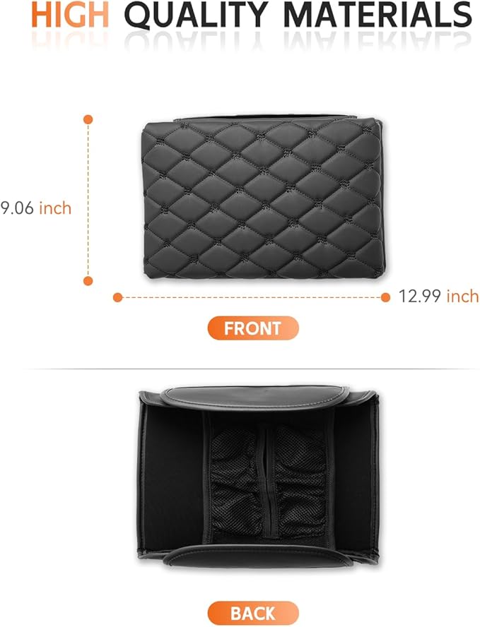 CDEFG for 2024 2025 Cybertruck Center Console Cover Armrest Cover for Tesla Cybertruck Accessories Arm Rest Protector with Side Pockets Back Mesh 4 Velcro Pockets