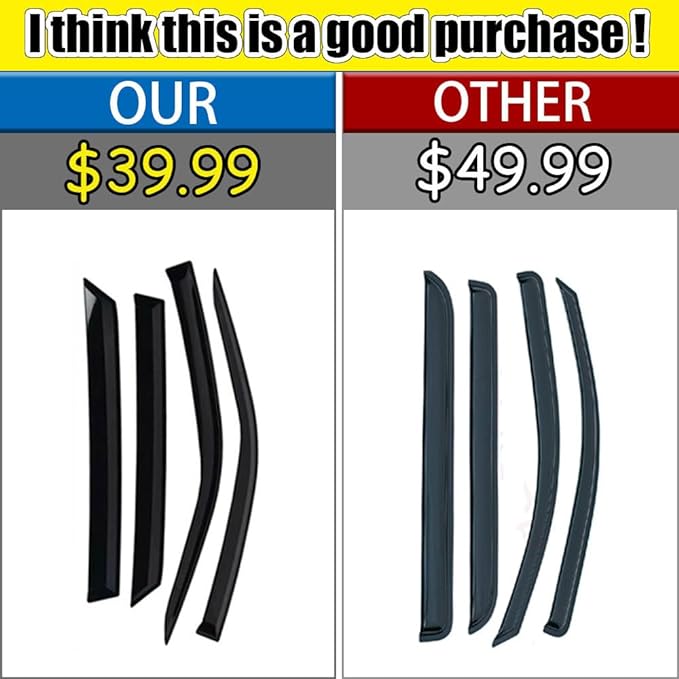 Rain Guards for Camry 2018-2023, Tape-on Side Window Deflectors for Camry, Window Visors for Toyota Cars, for Toyota Car Accessories, 4 pcs