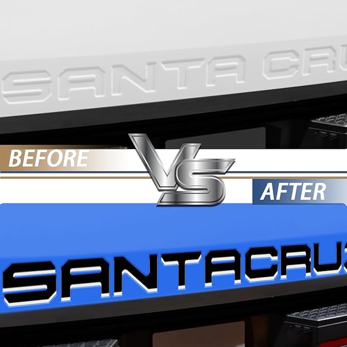 Tailgate Insert Letters Compatible for 2022 2023 2024 2025 Santa Cruz 4D Raised Tailgate Decal Letters (Double Layer Silver Edge Black Faced)