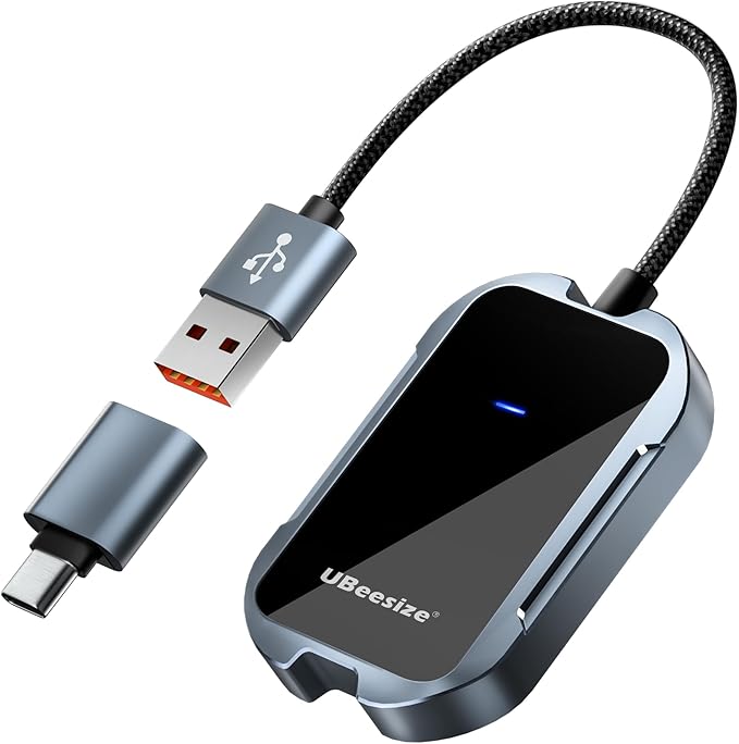 UBeesize Wireless CarPlay Adapter (2025) – Seamless Wireless Upgrade for 2017+ Cars | iPhone & Android Compatible