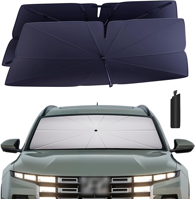 Windshield Sun Shade Umbrella: for Hyundai Santa-Cruz-2022-2025 - Front Custom Car Window Shades - Double Thickened Foldable Hyundai Santa Cruz Sunshades Block UV Keep Cool