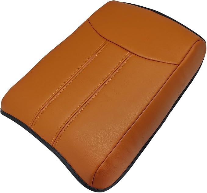 Muslogy Center Console Cover Compatible with Honda Pilot 2023 2024 2025, 2024-2026 Ridgeline/Passport Accessories Armrest Pad Lid Cushion Console Protector Vegan Leather Extra Soft(Light Brown)