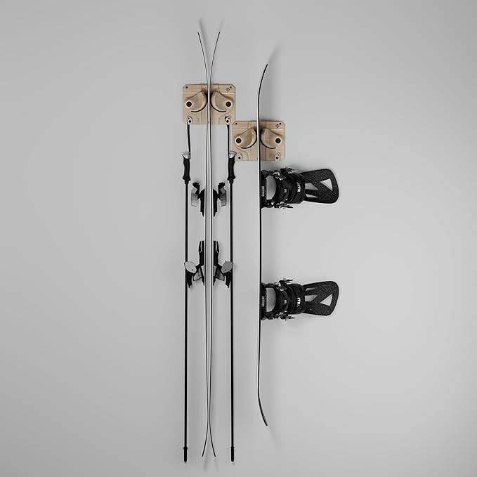 Ultimate Ski & Snowboard Wall Rack | Secure, Non-Slip Storage | Fits Any Ski/Board | Garage Organization | Ski Storage Rack | Snowboard Storage Rack | Winter Gear Organizer | 2 Pck