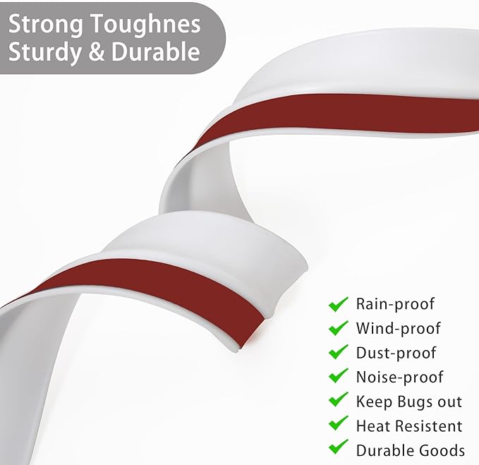 Gaahing Garage Door Top and Sides Seal Strip, Universal Weather Stripping, Self-Adhesive Weatherproofing Molding Trim with 40 Sets of Screws (White, 32.8 FT)