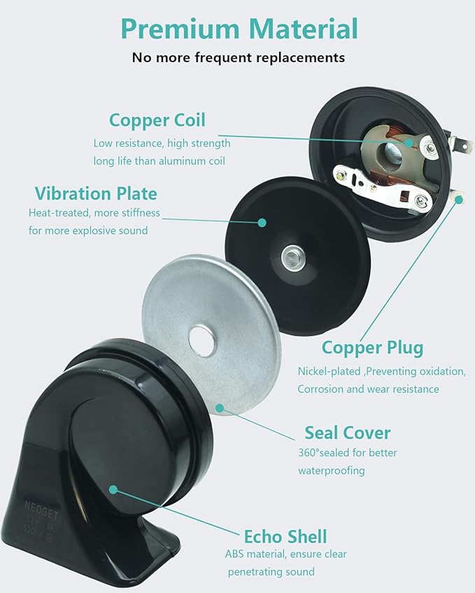 Car Horn Kit for Audi/Volkswagen, 12V Loud Waterproof Auto Horn, High Low Dual Tone 126 Decibel, Replacement for Audi/VW
