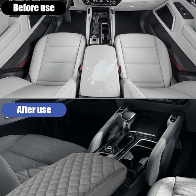sportuli Center Console Cover Anti-Scratch Leather Armrest Cushion Compatible with 2020 2021 2022 2023 2024 Kia Telluride accessories (Gray)