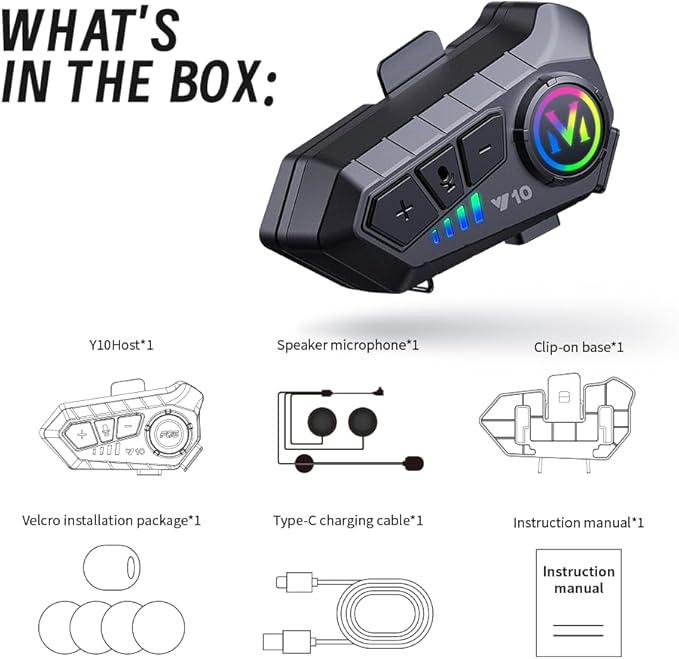 Motorcycle Helmet Bluetooth Headset, Outdoor Wireless Bluetooth 5.3 Headphone Speakers Noise Cancellation Intercom Communication Systems with IPX6 Waterproof/Strong Bass for Dirt Bike