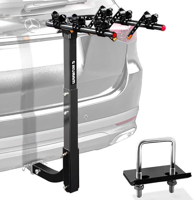 3 Bike Rack Bicycle Carrier Racks Hitch Mount Double Foldable Rack for Cars Truck SUV Fits 2" Hitch Receiver, Including Anti-Rattle Hitch Tightener