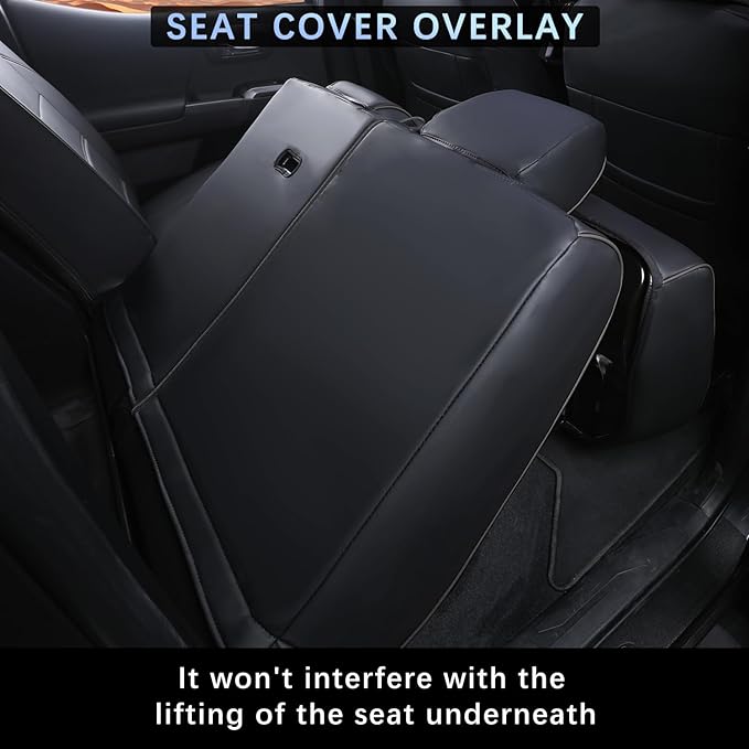Car Seat Covers Full Set for Toyota Tacoma Double & Crew Cab 2023 2022 2021 2020 2019 2018 2017 2016 Tacoma Interior Accessories Premium Faux Leather Breathable Waterproof (Pure Black)
