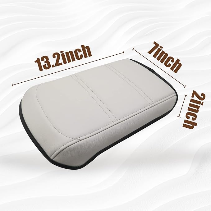 Muslogy for Acadia 2017-2023 Center Console Pad Armrest Seat Box Cover Vegan Leather Cushion Pad Interior Accessories Armrest Lid Protector Extra Soft Compatible with GMC Acadia 2023 2022-2017 (White)