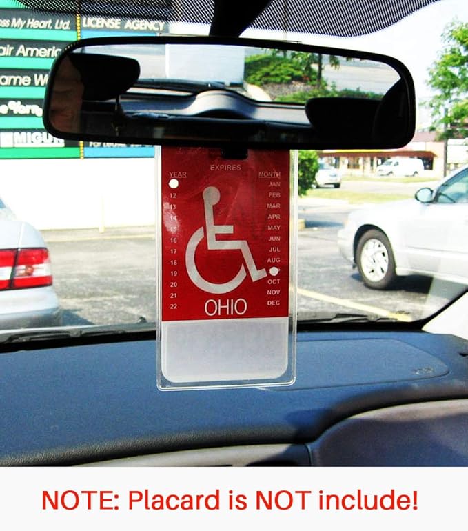 Handicap Parking Placard Holder - Disabled Parking Permit Holder Hanger Sleeve with Larger Hook by Tbuymax(Set of 2)
