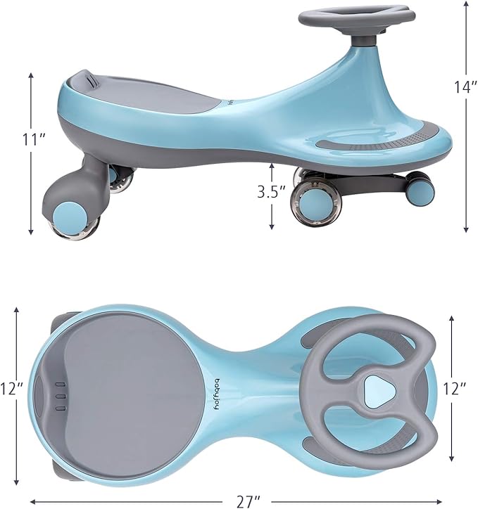 HONEY JOY Wiggle Car, 2 in 1 Swing Car for Kids, LED PU Flashing Wheels, No Batteries, Music, Gears or Pedals, Uses Twist, Turn, Ride On Toy for Toddlers Boys Girls 3 Years and Up (Blue)