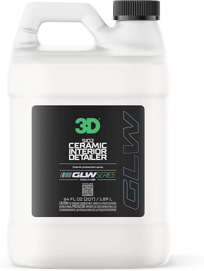 3D SiO2 Interior Detailer, GLW Series | Ultimate Deep Cleaning | Ultra Ceramic Protectant |Safe on Leather, Vinyl, Plastic & More | Removes Dust, Dirt, Grease | DIY Car Detailing | 64 oz