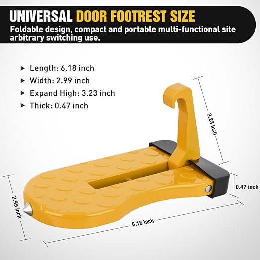 Nilight Car Door Step for Roof Access Universal Car Step Hook for Roof SUV Trucks Folding Aluminum Alloy Vehicle Door Latch Step Pedal with Glass Breaker Safety Hammer, Max Load 400lbs, 2 Pack Yellow