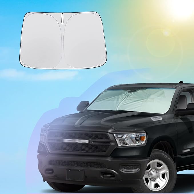 SXCY Sunshade for 2019-2024 Ram 1500 Windshield Sunshade - Foldable UV Rays Sun Protector
