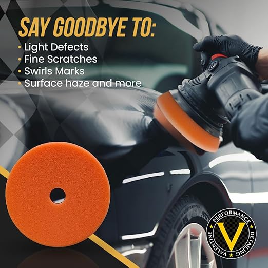 VPD SDO Orange Foam Polishing Pad - Premium Compounding & Polishing Pad for Fine Scratches & Light Swirls, Medium Cut Compound or Polish,Car Buffer Pad w/Tapered Edge, Made in USA, 6.5"