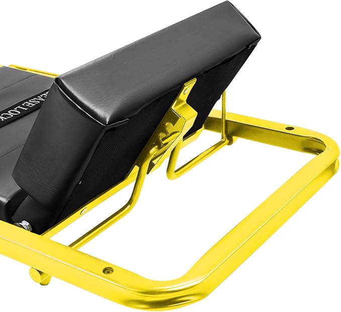 DNA MOTORING 48" 2 IN 1 Folding Rolling Garage Shop Creeper Roller Seat, 7 Pcs 2" Casters, 350 Lbs Weight Capacity, Yellow, TOOLS-00193-YL