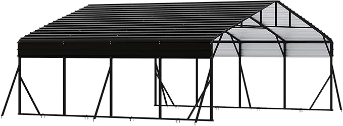 20' x 20' x 8.5' Heavy Duty Metal Carport with Galvanized Steel Roof, Steel Carport Kits Outdoor with Metal Roof, Galvanized Car Shelter for Tractors, Pickup, Boat, Car