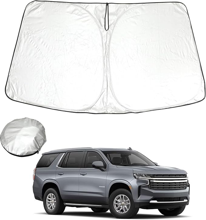 ROCCS Windshield Sunshade UV Ray Reflector Compatible with Chevy Tahoe GMC Yukon 2021-2025 Front Window Sun Shade Shield Cover Foldable Reflective Sun Visor