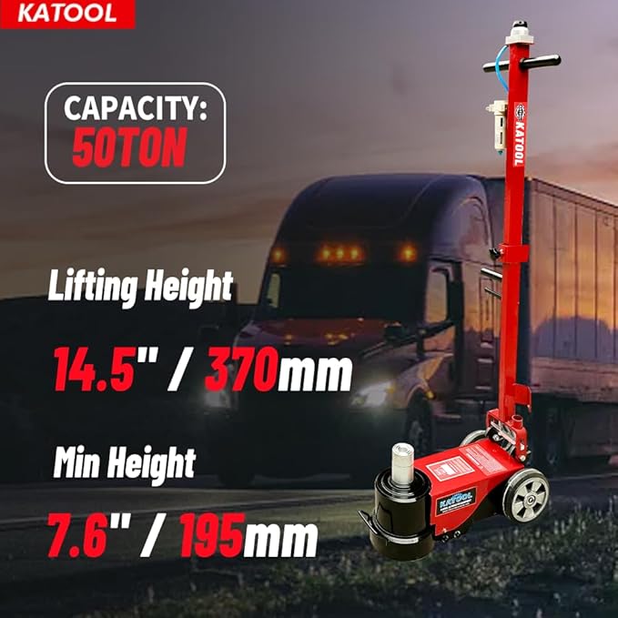 50 Ton Heavy Duty Floor Jack Pneumatic Hydraulic Jack Car Truck Lift Fit for Garages, Repair Shops Lift Range 7.6"- 14.5" (KT-J50T)