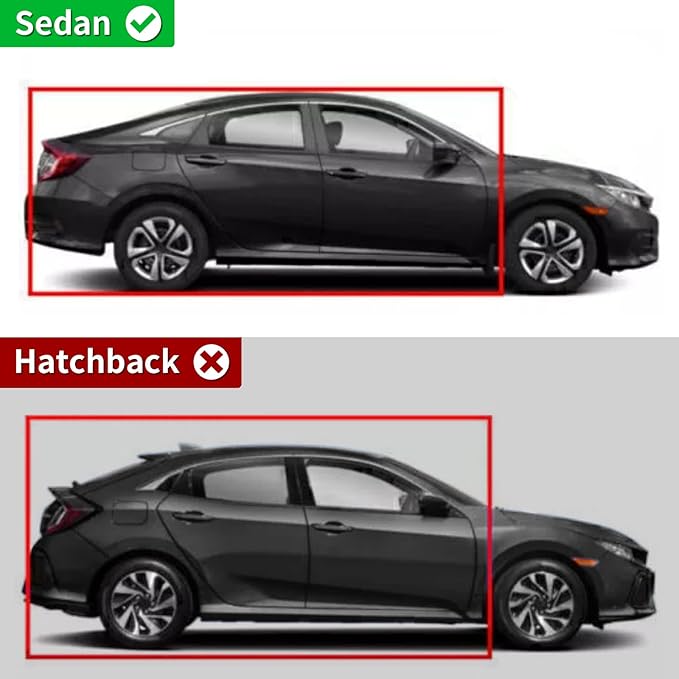 Rain Guards Side Window Visor Vent Outside Mount, 4PCS Fits for Honda Civic 4-Door Sedan 2012 2013 2014 2015