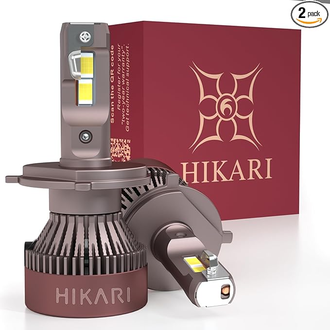 HIKARI 2025 Darkenex H4/9003 LED Fog light, 40000LM Pure White 6000K LED Bulbs, Plug & Play IP68 Waterproof Pack of 2